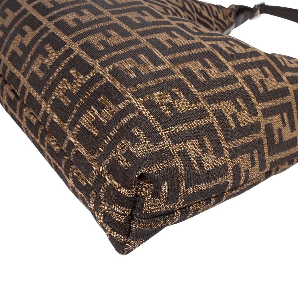 Fendi Monogram FF Zucca Canvas Diagonal Triangle Zip Large Shoulder Bag