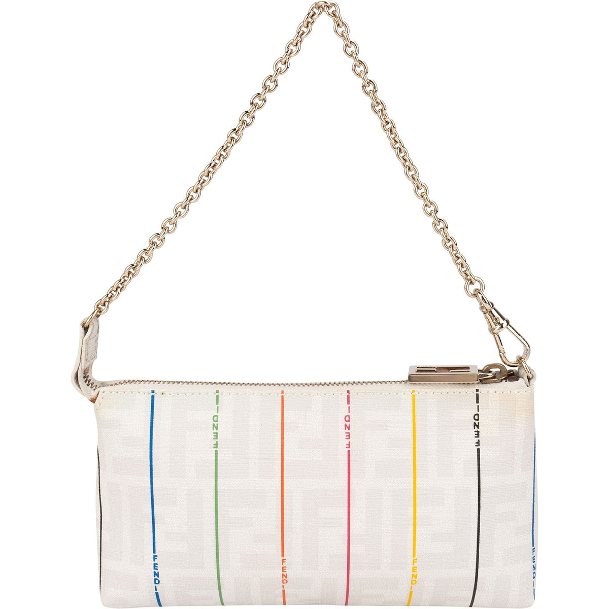 Fendi Monogram FF Zucca Pequin Rainbow Striped Pochette, Bild 5 von 10