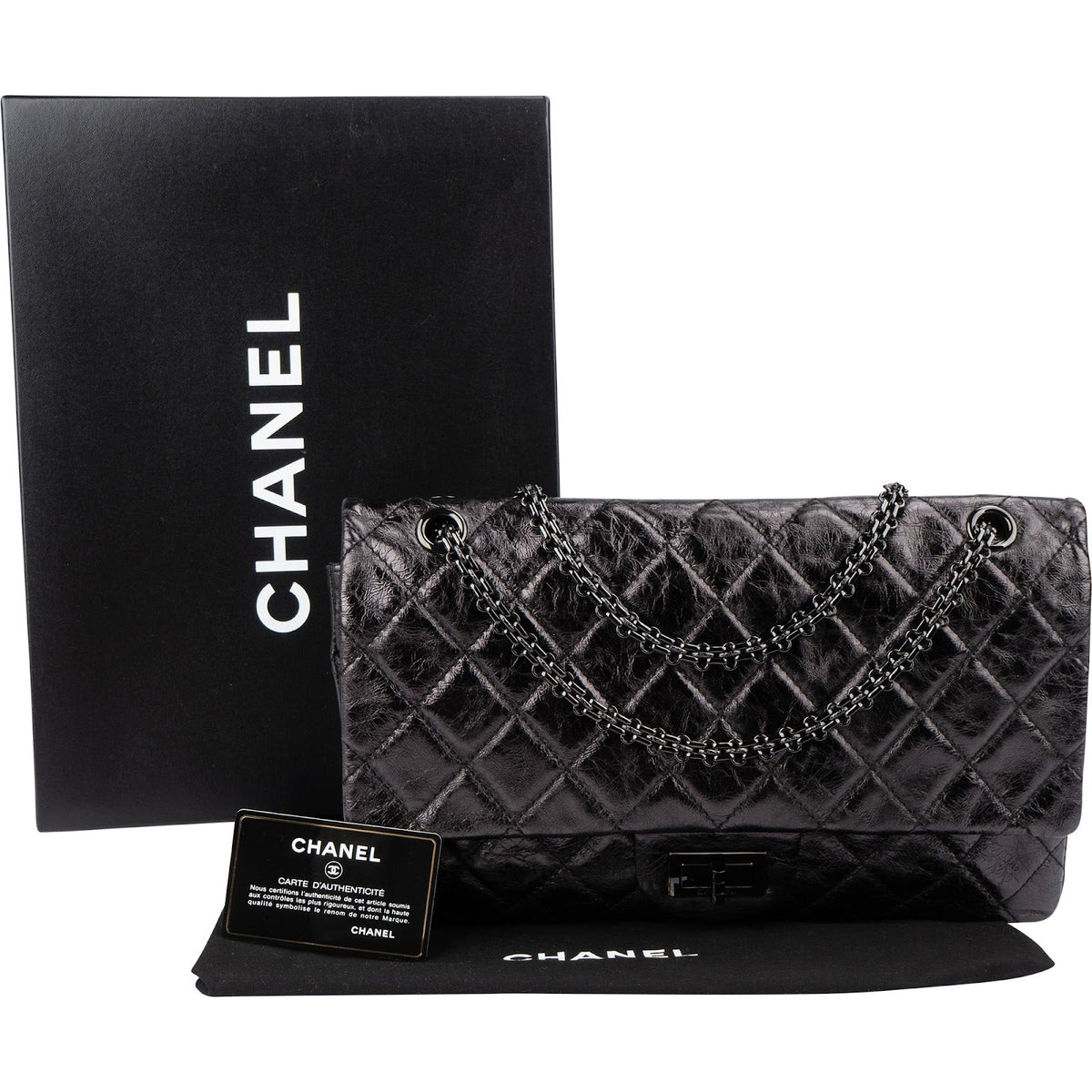 Chanel 2.55 So Black Jumbo Double Flap aus Aged-Kalbsleder – Ansicht 2