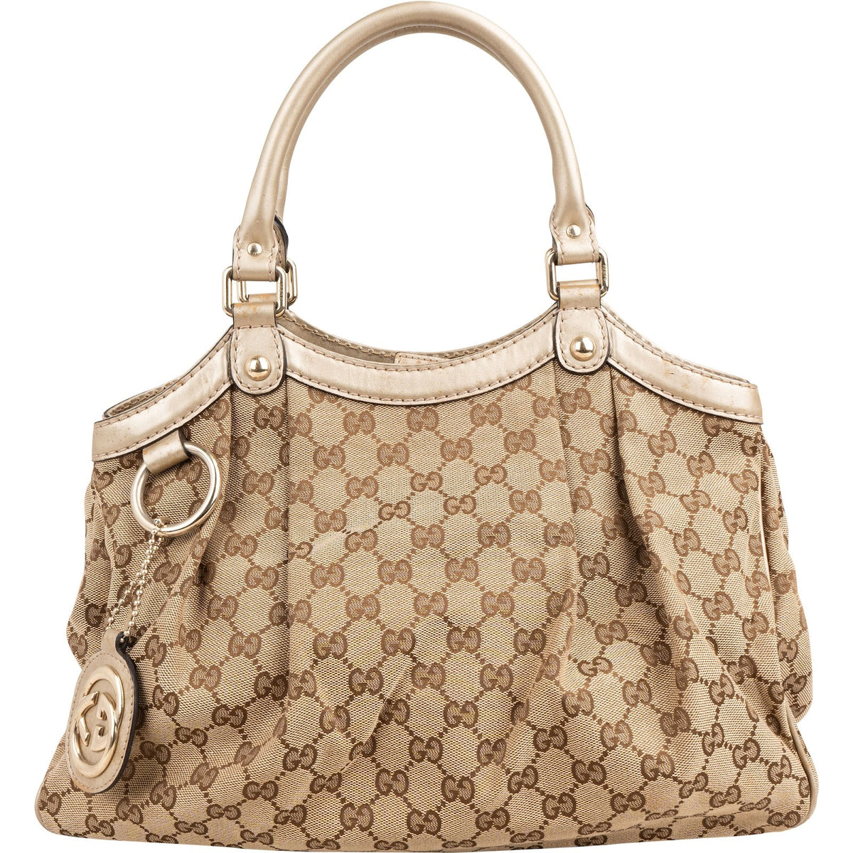 Gucci Monogram GG Canvas Metallic Sukey aus Canvas und Leder – Vorderansicht