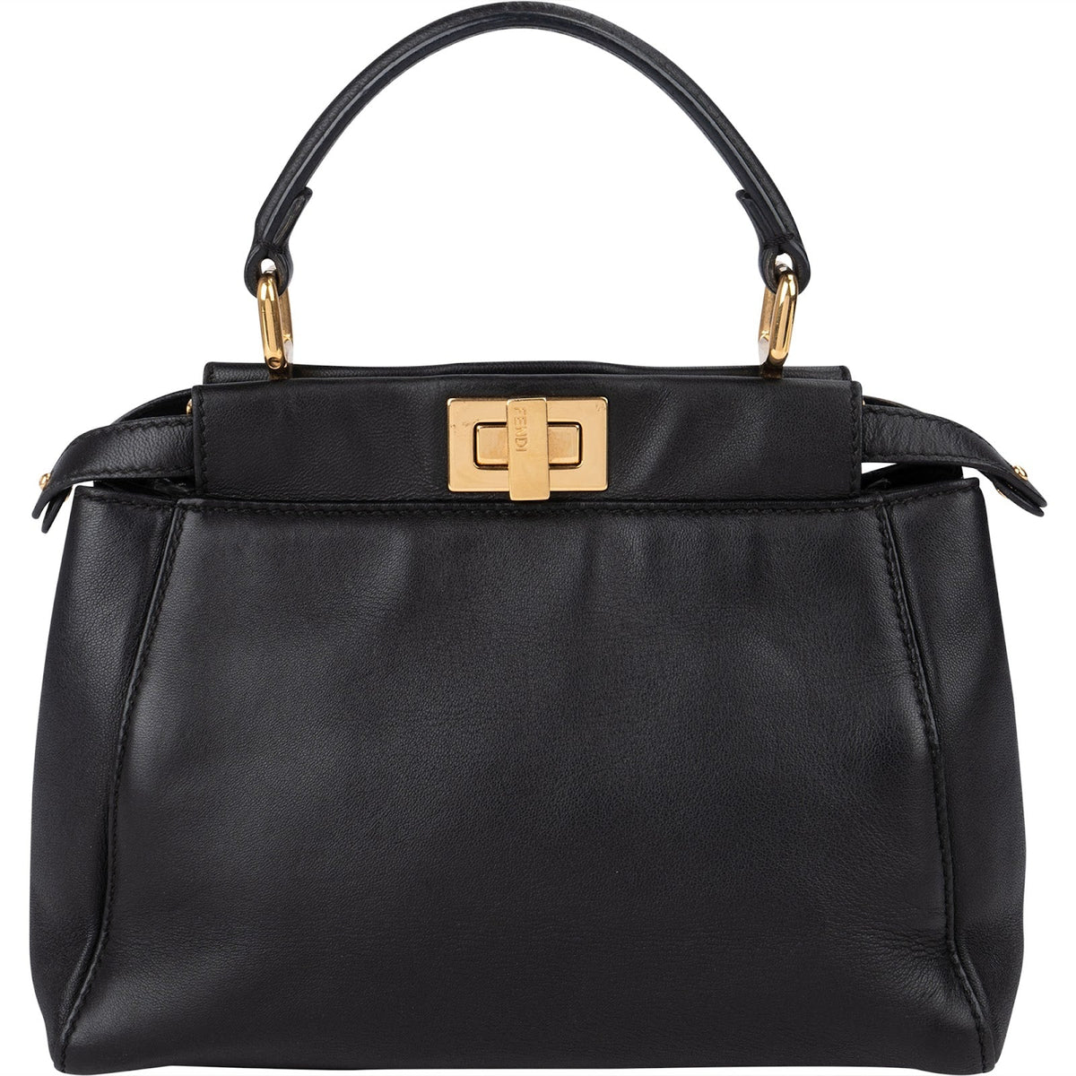 Fendi Black Leather Mini Peekaboo Handbag