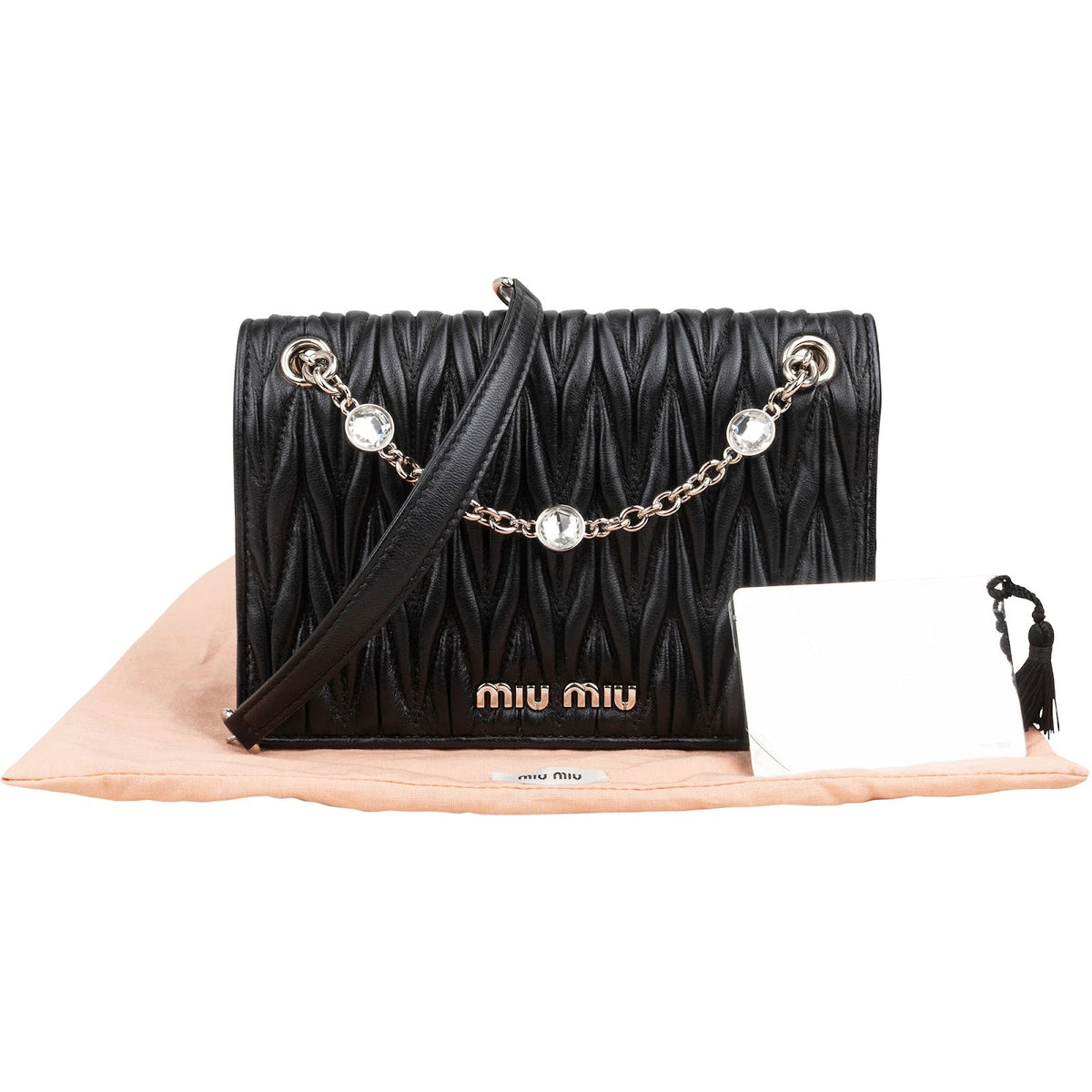 Sac bandoulière Miu Miu Crystal Small Flap en cuir nappa matelassé