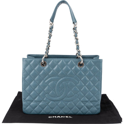 Chanel Quilted Caviar Leather Grand Shopping Tote Jumbo Shoulder Bag