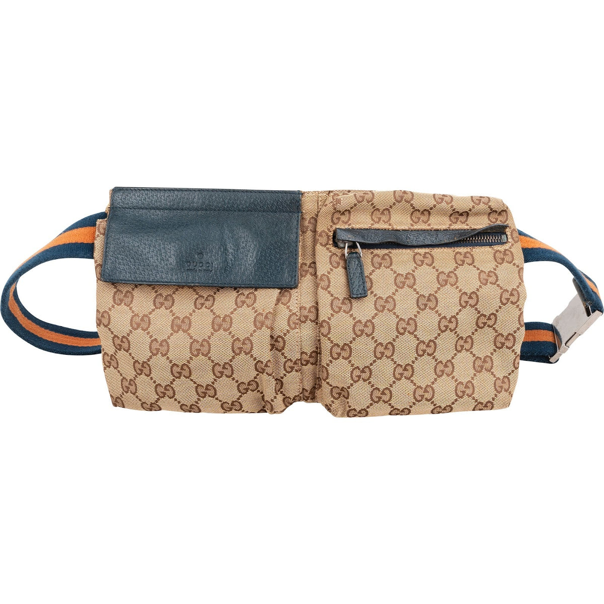 Gucci Grained GG Canvas Belt aus Canvas und Leder – Vorderansicht
