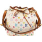 Louis Vuitton Murakami Multicolor Sac Noé Petit aus Monogram Multicolore Canvas und Vachetta-Leder – Vorderansicht