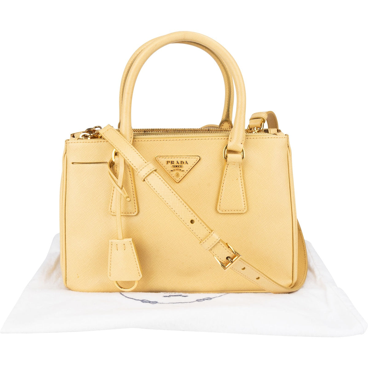 Prada Gelb Saffiano Leder Small Galleria Handtasche, Bild 2 von 15