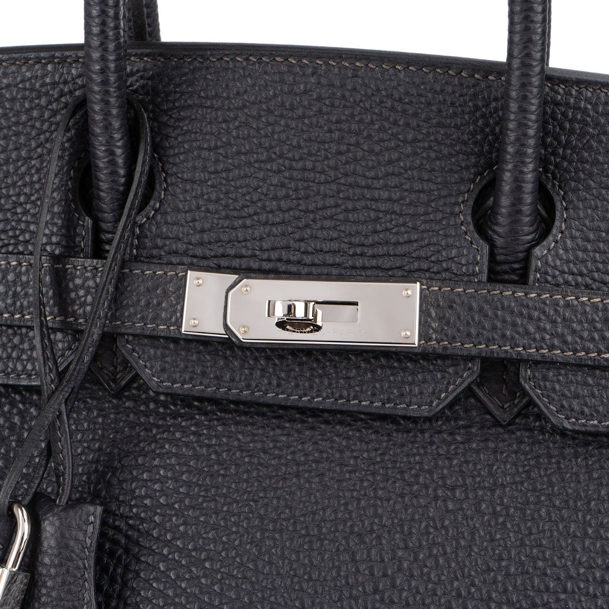 Borsa a mano Hermès Palladium Birkin 30 in pelle Togo Dark Navy Bleu
