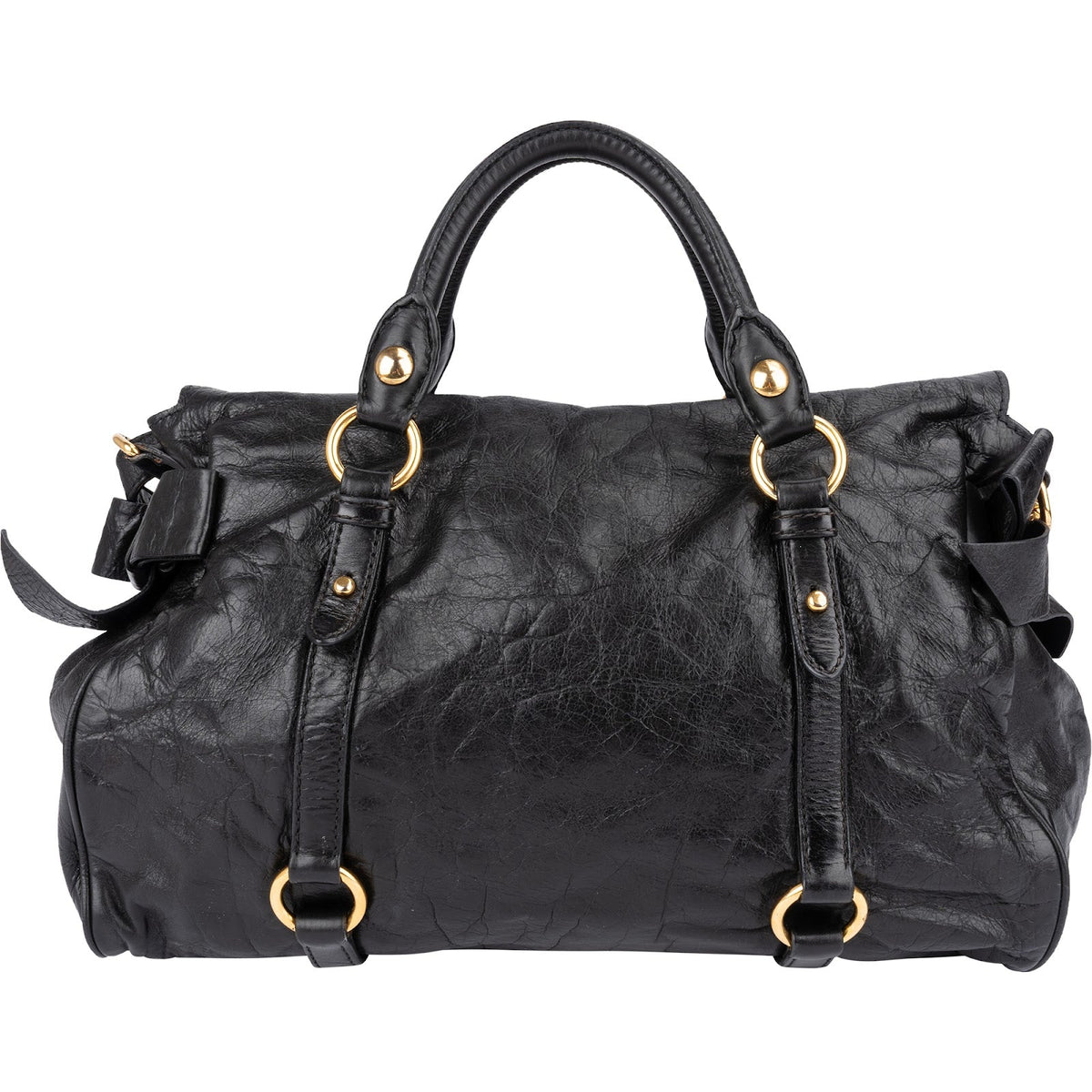 Miu Miu Vitello Lux Leder Bow Satchel Handtasche, Bild 4 von 11