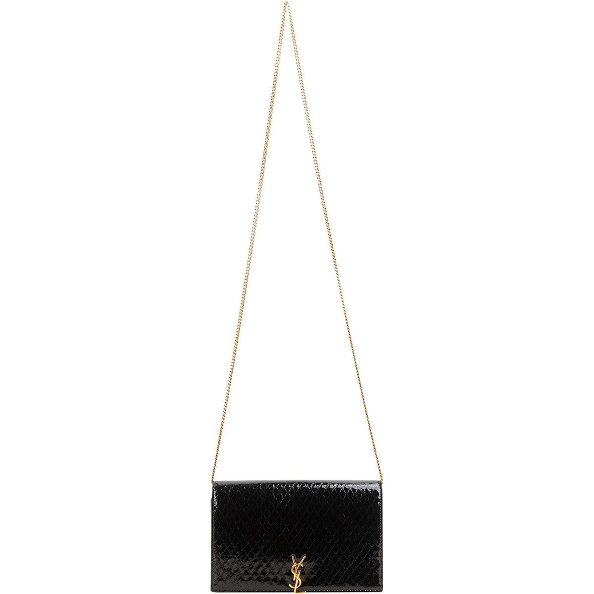 Yves Saint Laurent Kate schoudertas van lakleer met pythonprint en kettinghengsel