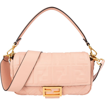 Borsa a spalla e a tracolla Baguette Fendi in pelle con monogramma FF in rilievo