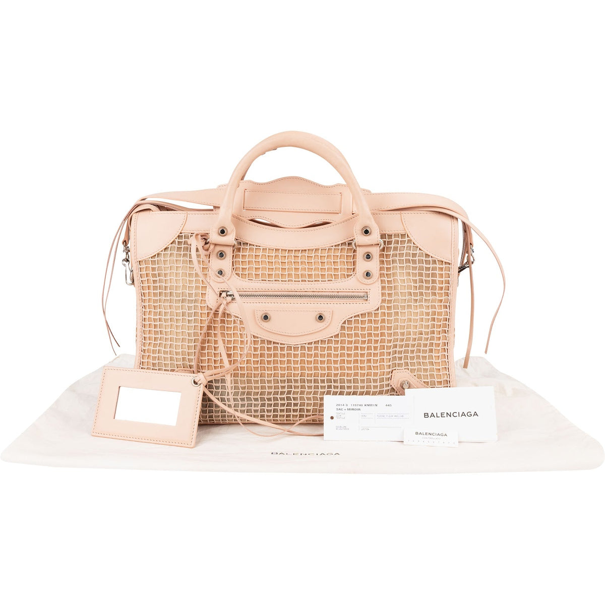 Balenciaga Stitched Checked Mesh Rosa City Handtasche, Bild 2 von 12