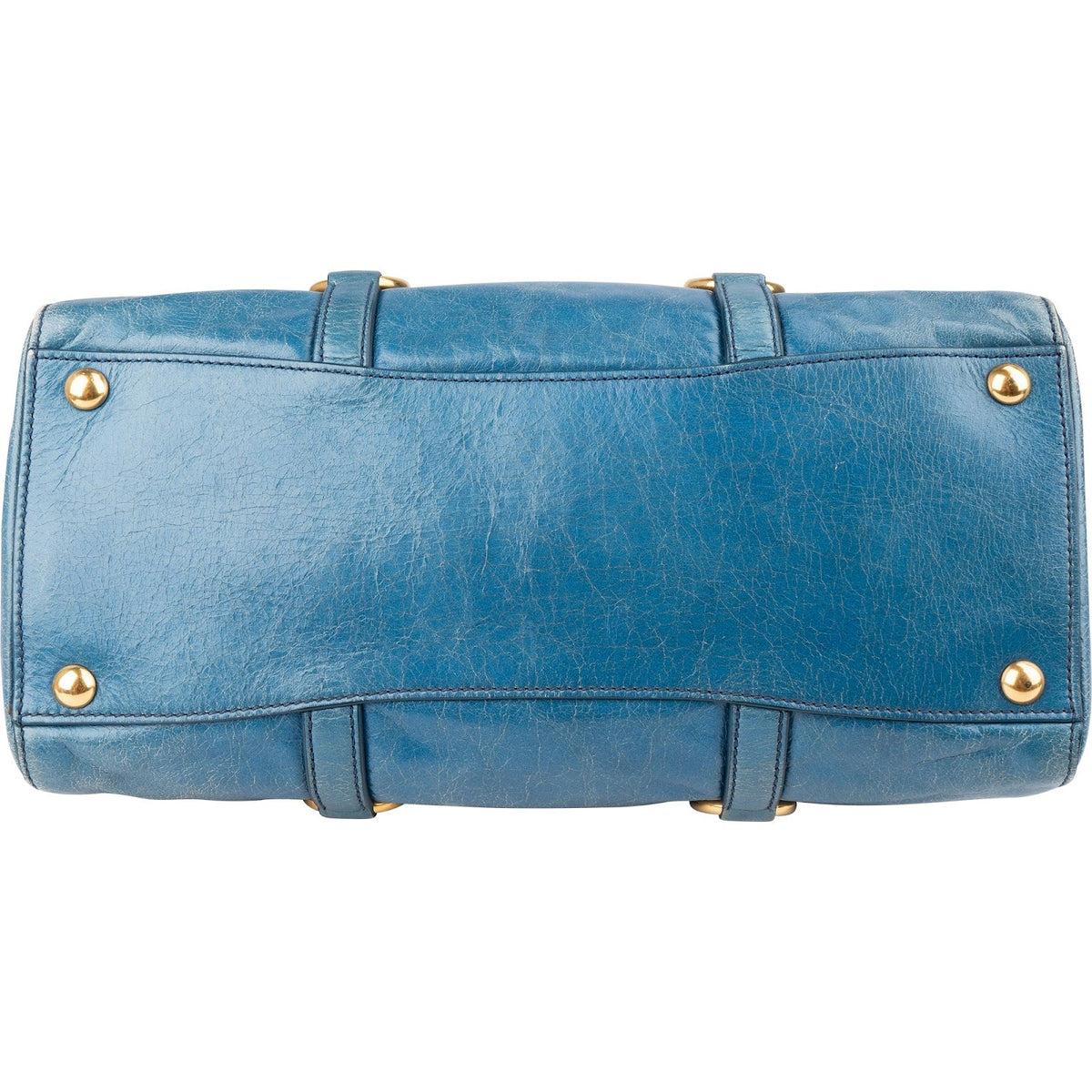 Borsa tote Miu Miu in pelle Vitello Lux blu