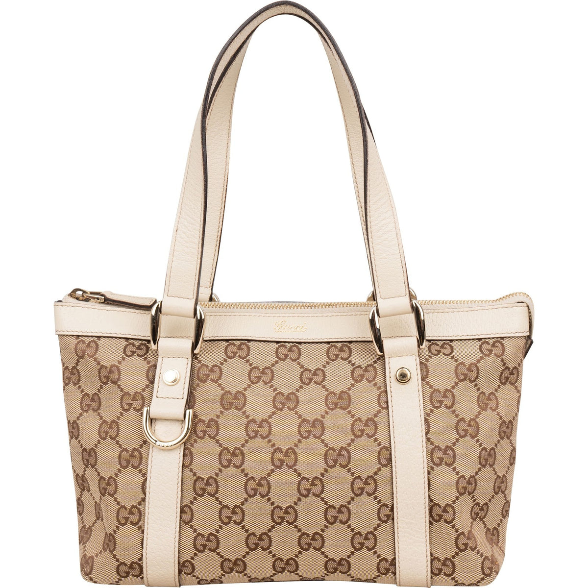Gucci Monogram GG Canvas Abbey Small Tote aus Canvas und Leder – Vorderansicht