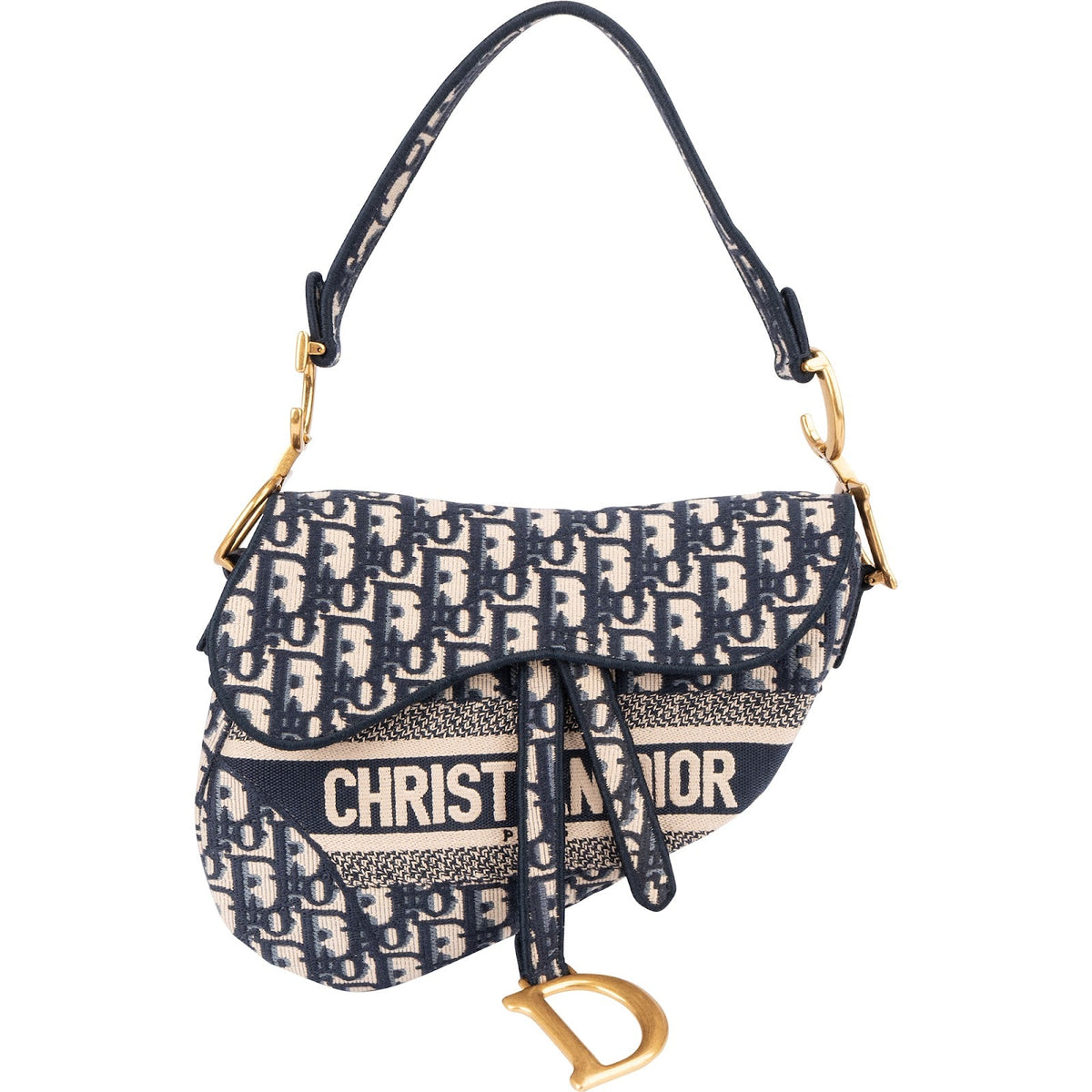 Christian Dior Oblique Trotter Monogram Jacquard Saddle aus Jacquard-Canvas und Leder – Vorderansicht