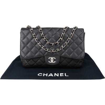 Chanel Quilted Caviar Leather Jumbo Single Flap Crossbody Bag
