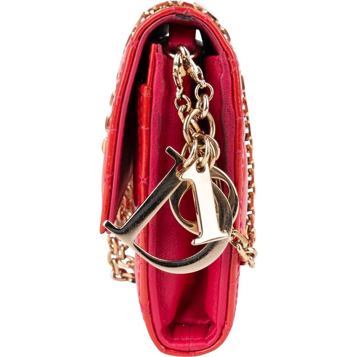 Sac bandoulière Wallet On Chain Christian Dior en cuir verni motif Cannage