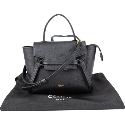 Celine Black Grained Calfskin Pico Mini Belt Handbag