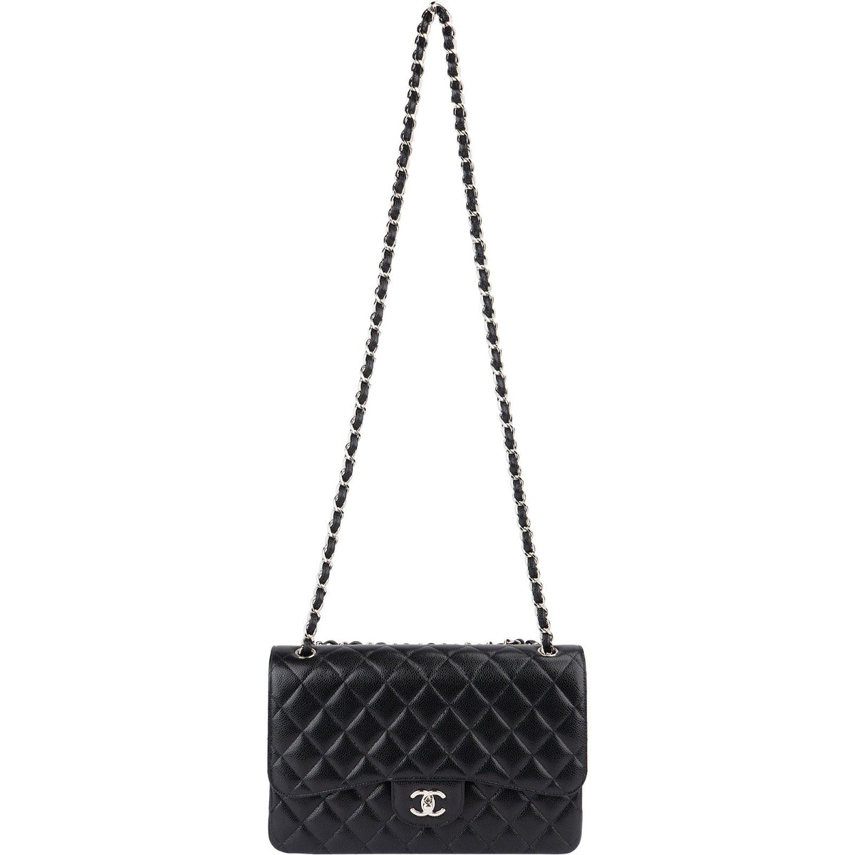 Chanel Caviar Palladium Jumbo Double Flap Umhängetasche, Bild 11 von 15