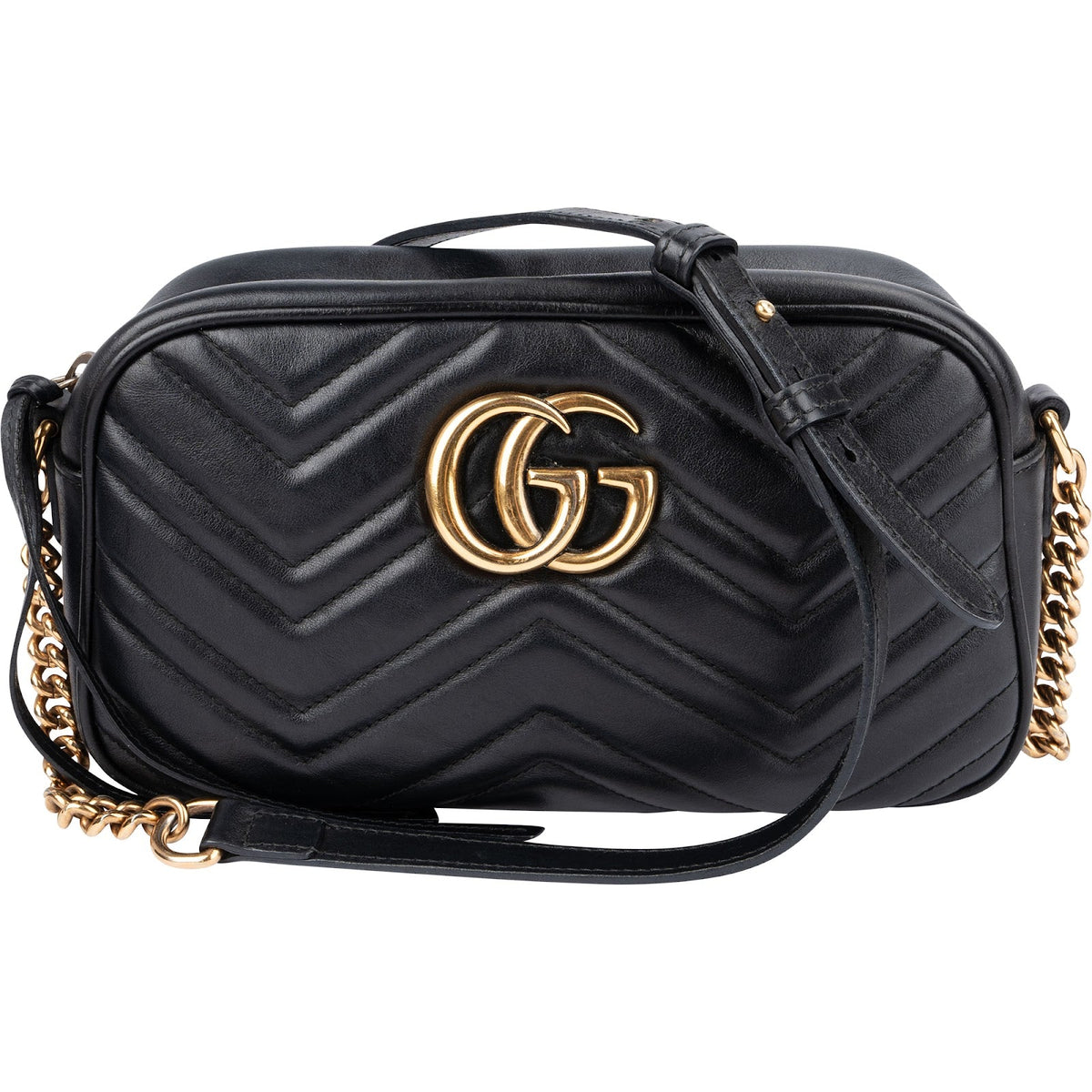 Gucci Matelassé GG Marmont Camera aus Leder – Vorderansicht
