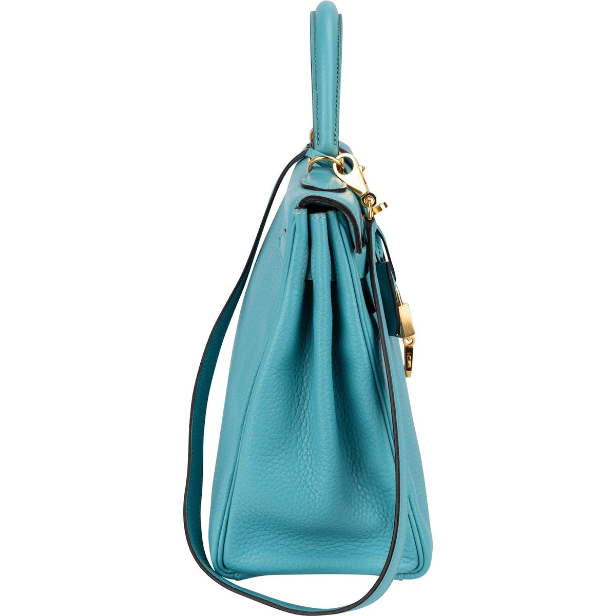 Hermès Taurillon Clemence lederen Gold Kelly 32 handtas blauw Saint-Cyr