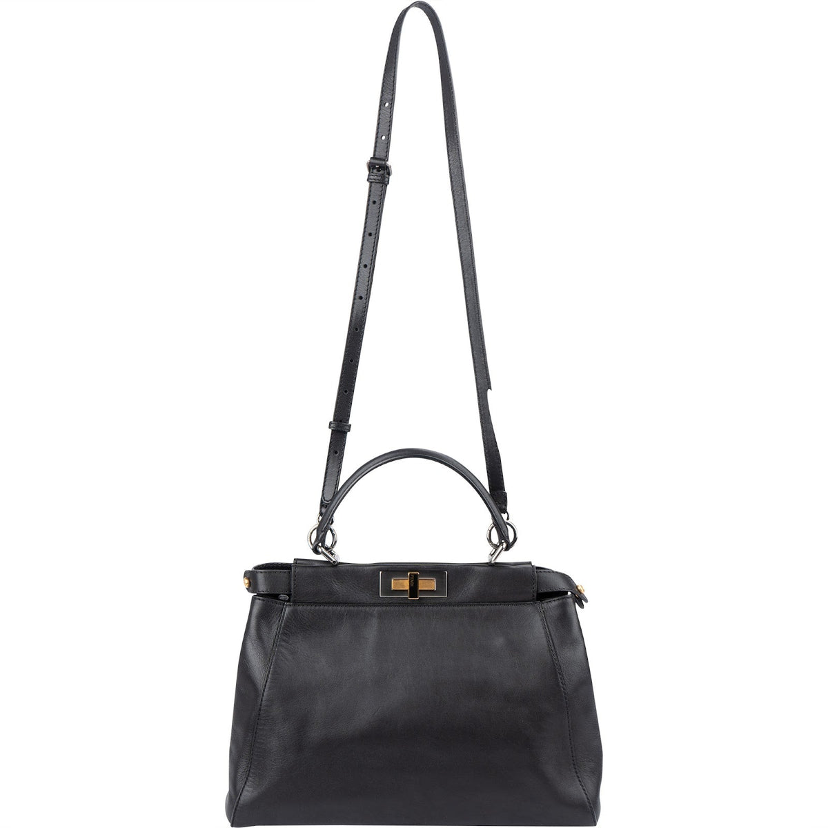 Fendi Black Leather Peekaboo Regular Handbag