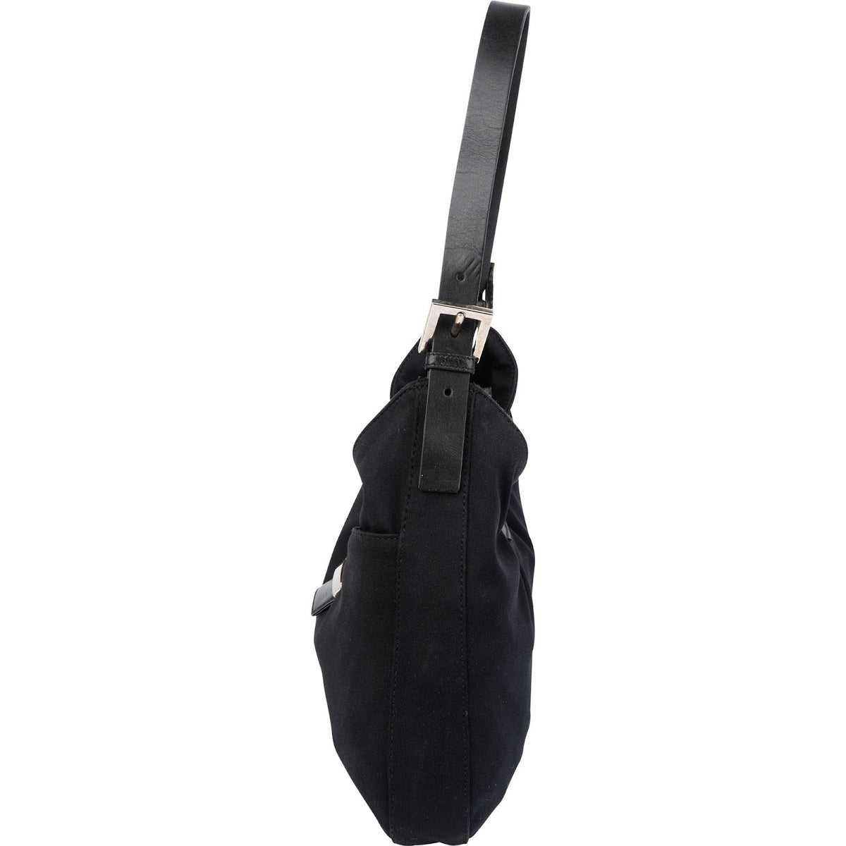 Fendi Schwarz Baumwolle Baguette Buckle Schultertasche, Bild 6 von 11