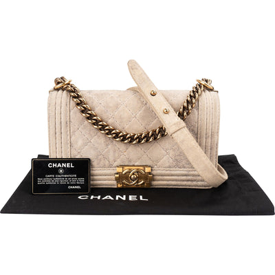 Chanel Quilted Iridescent Medium Boy Single Flap Crossbody Bag