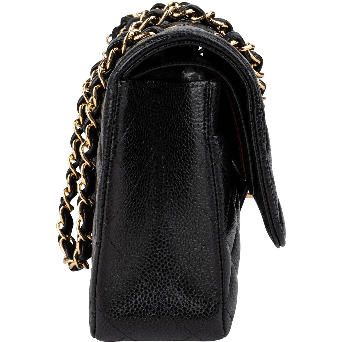 Borsa a tracolla Chanel Medium Double Flap in pelle caviale trapuntata con dettagli dorati