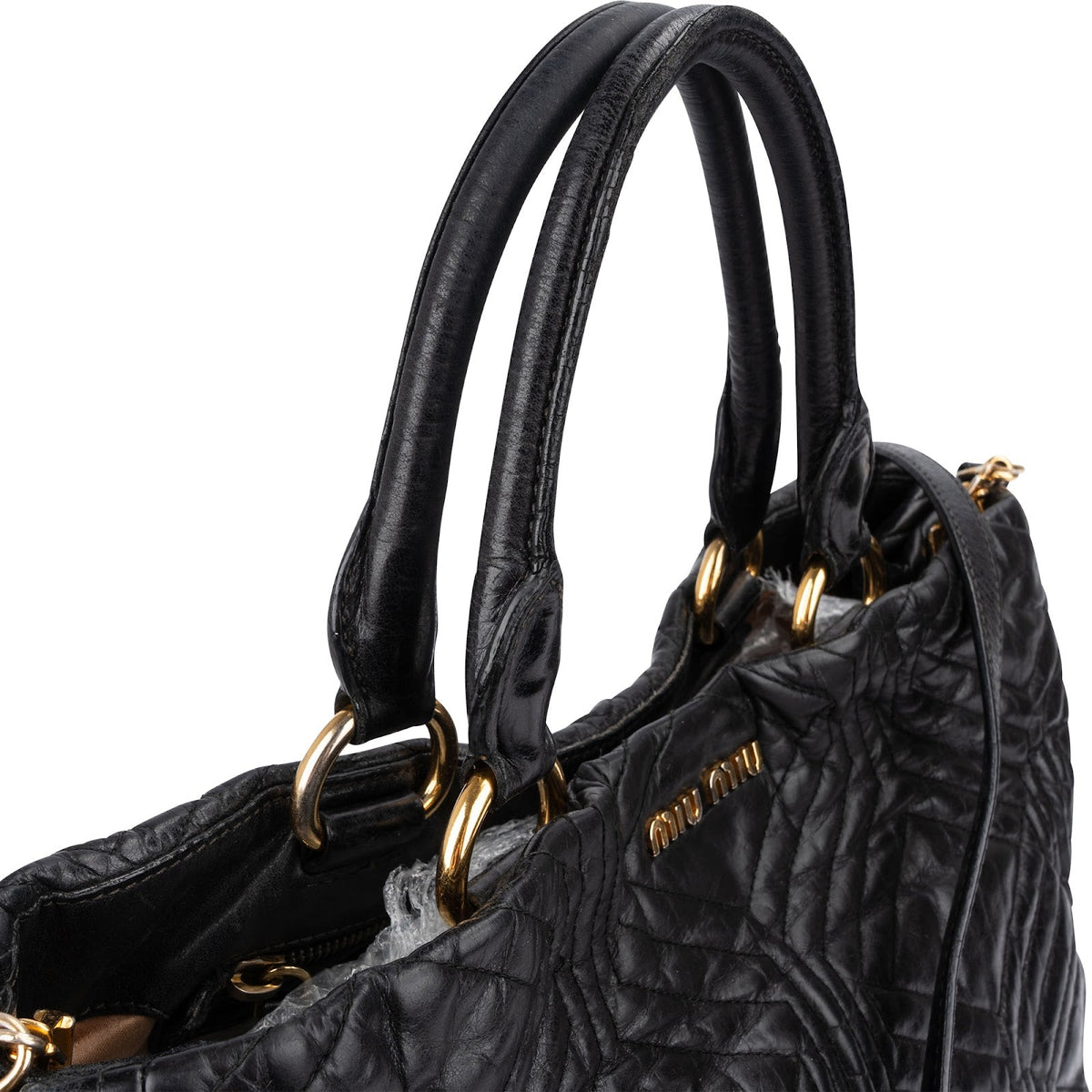 Borsa tote Miu Miu in pelle Nappa matelassé nera