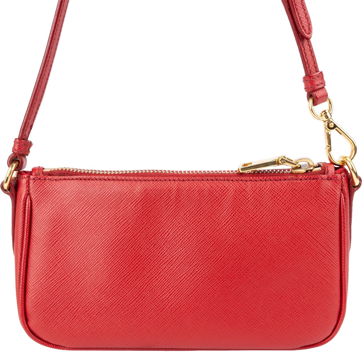 Prada Red Saffiano Leather Zip Mini Handbag