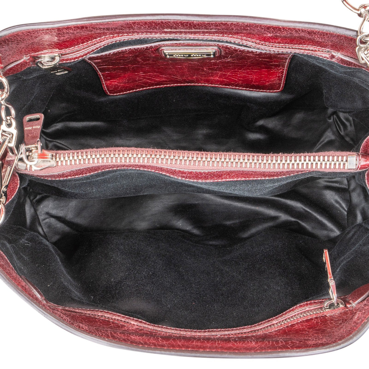 Miu Miu Vitello Lux Shine Leather Tote Buckle Handbag
