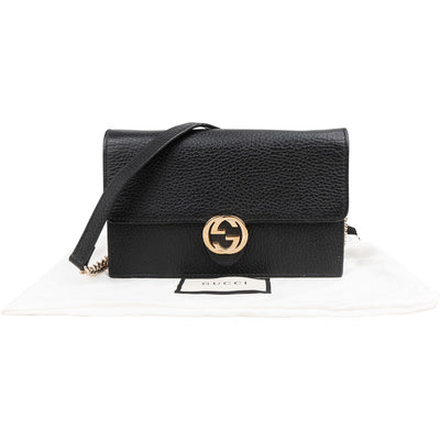 Gucci generfde lederen Interlocking GG Wallet On Chain crossbody tas