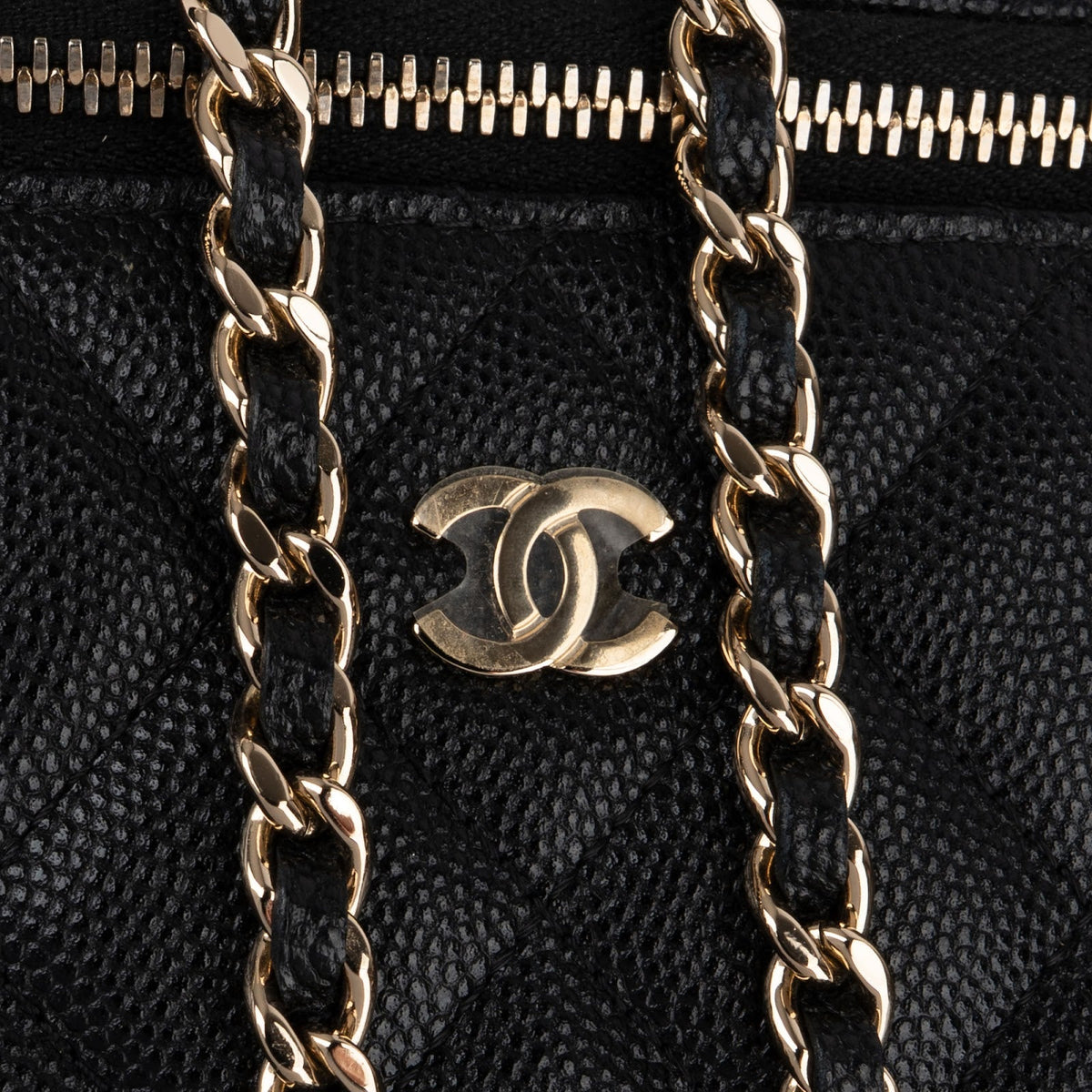 Chanel Quilted Caviar Leather Vanity Case Crossbody Bag