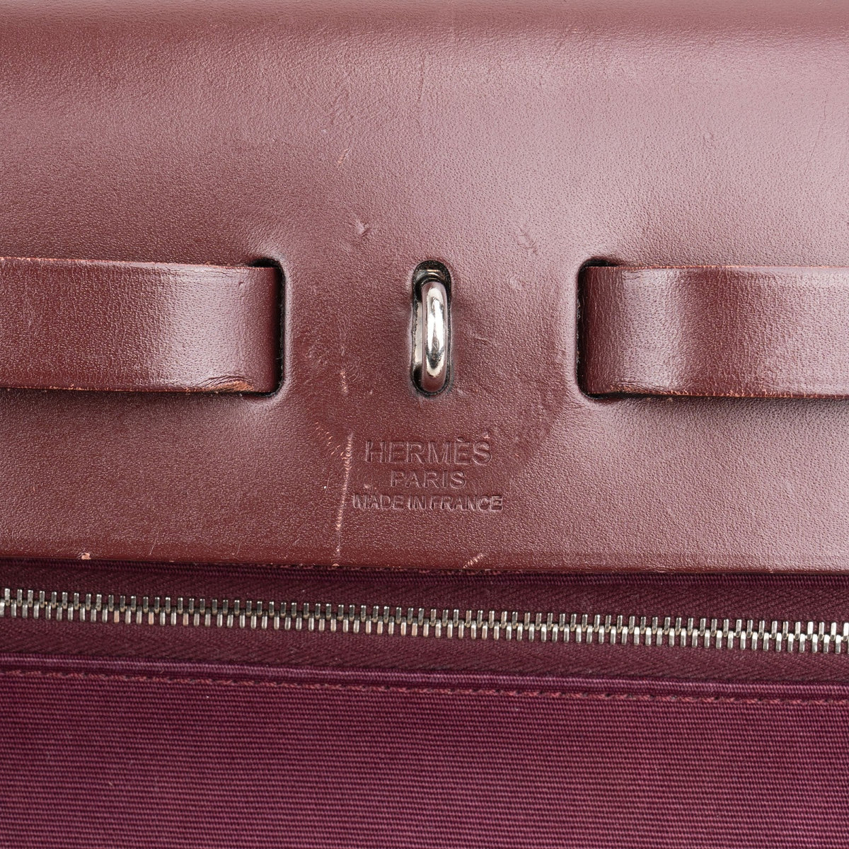 Sac bandoulière Hermès Classic Herbag 31 Zip en coton bordeaux