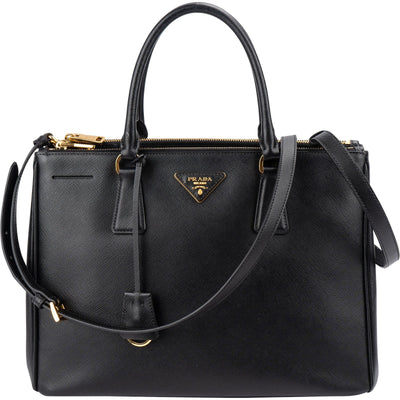 Prada Black Saffiano Metal Leather Large Galleria Handbag
