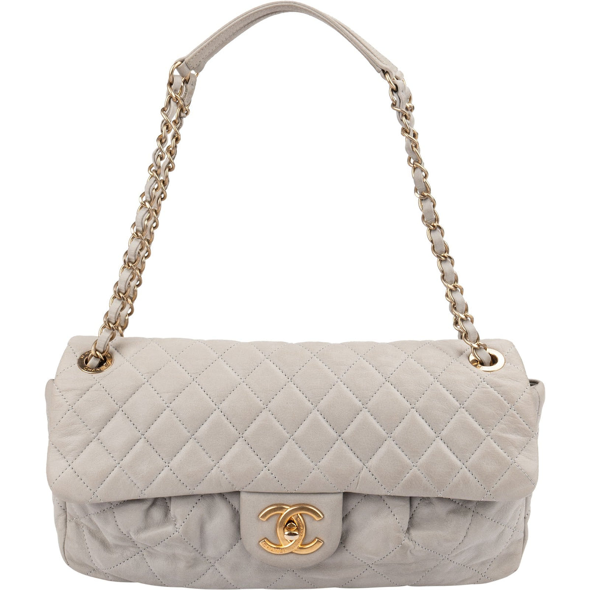 Chanel Quilted Nubuc Easy Single Flap Shoulder Bag