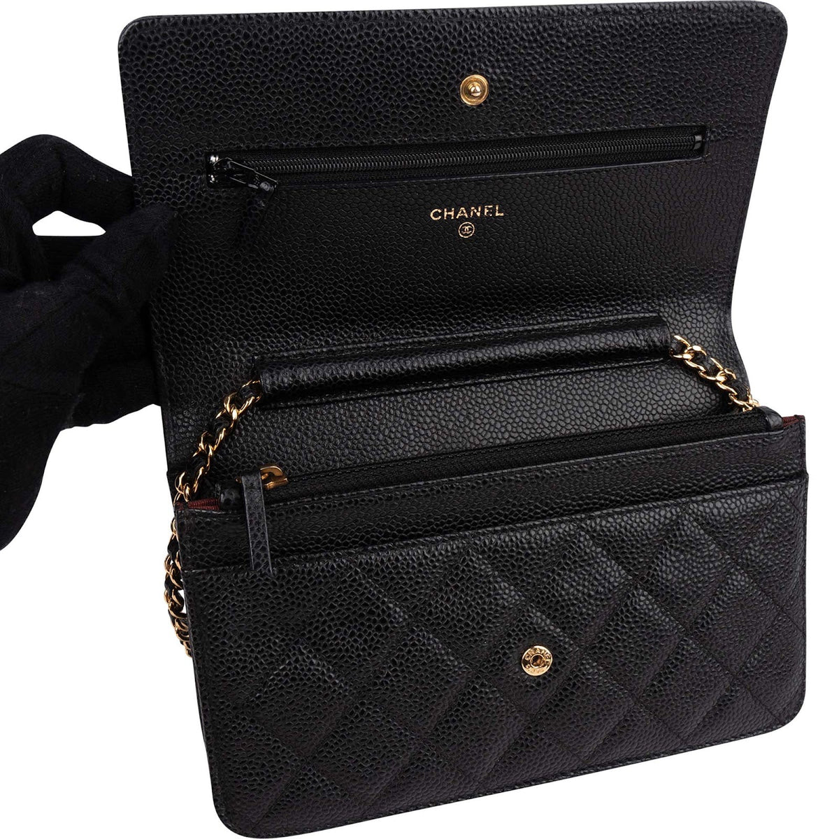 Chanel Caviar Leder CC Wallet on Chain Umhängetasche, Bild 11 von 14