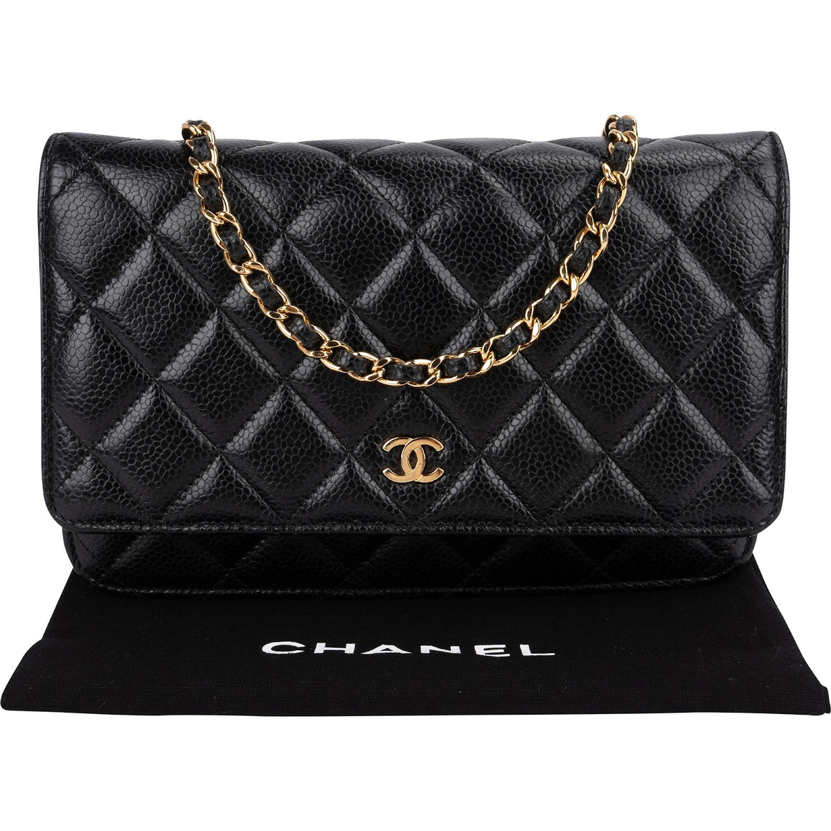 Bolso bandolera Chanel Wallet On Chain en piel Caviar acolchada