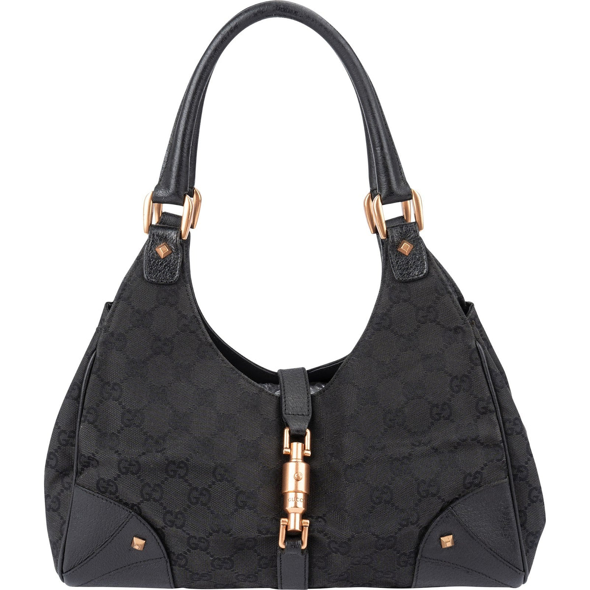 Borsa a spalla Gucci New Jackie con borchie in tela GG Monogram