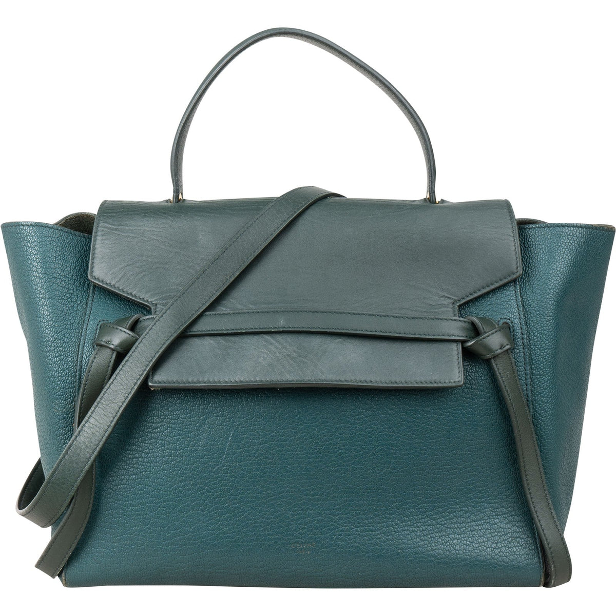 Borsa a mano Céline in pelle di vitello granata color petrolio