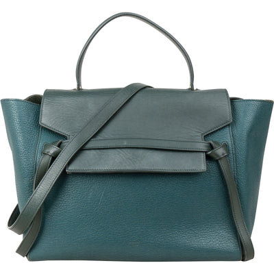 Céline Belt Handbag in Petrol Grained Calfskin Leather