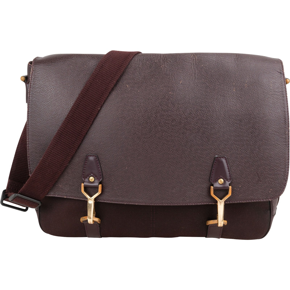 Louis Vuitton Dersou Messenger aus bordeauxrotem Taiga-Leder – Vorderansicht