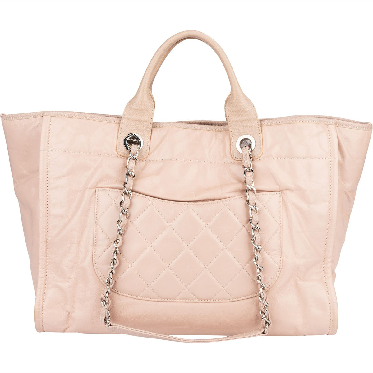 Chanel Rose Leder Shopper Deauville Schultertasche, Bild 5 von 11