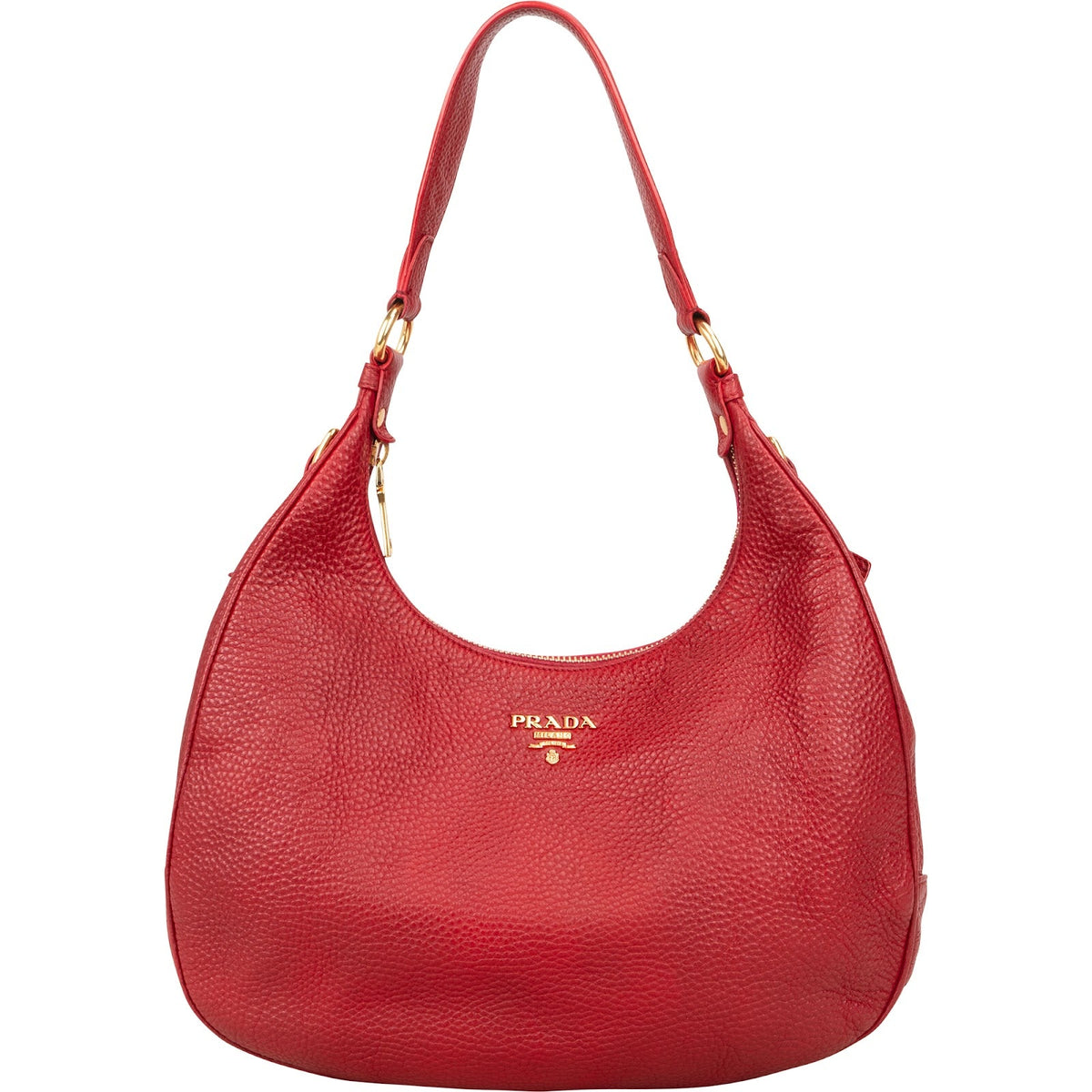 Prada Hobo aus rotem Vitello-Daino-Leder – Vorderansicht