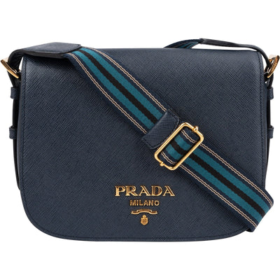 Prada Blue Saffiano Leather Shoulder Crossbody Bag