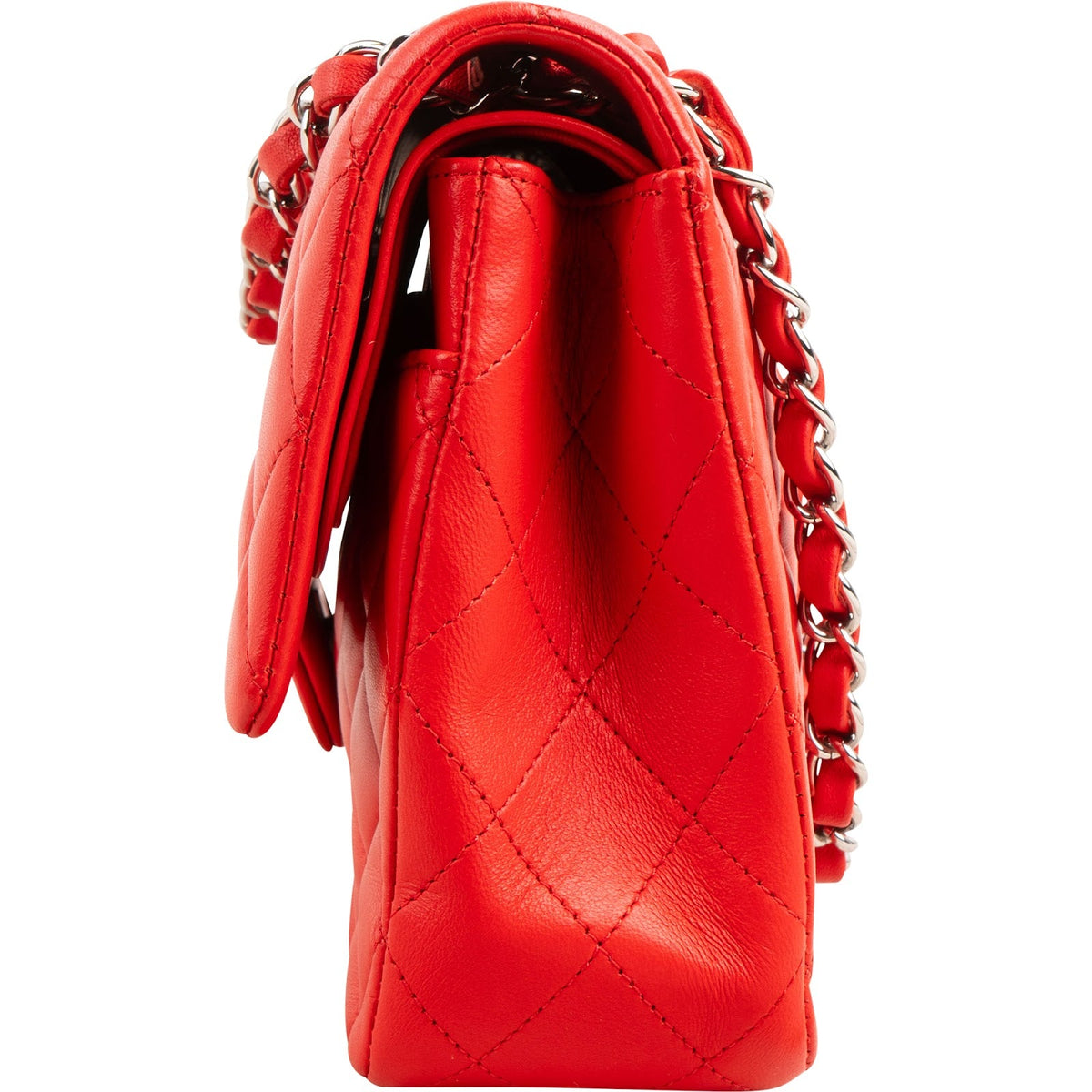 Sac à bandoulière Chanel Medium à double rabat en cuir d'agneau matelassé et palladium