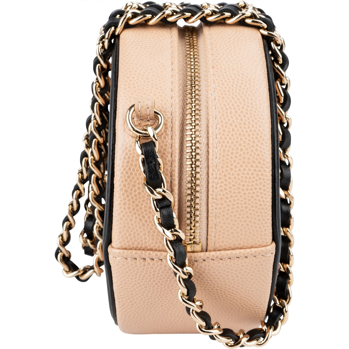 Borsa a tracolla rotonda Chanel Filigree CC in pelle caviar trapuntata