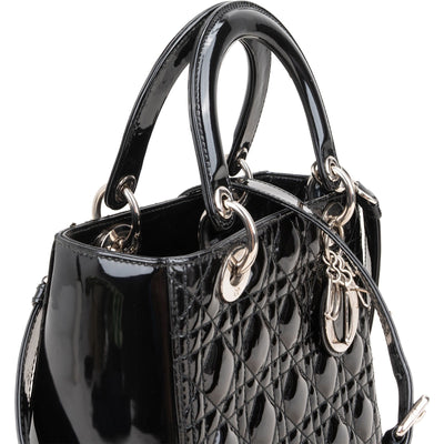 Cristian Dior Quilted Patent Cannage Lady Dior Handbag