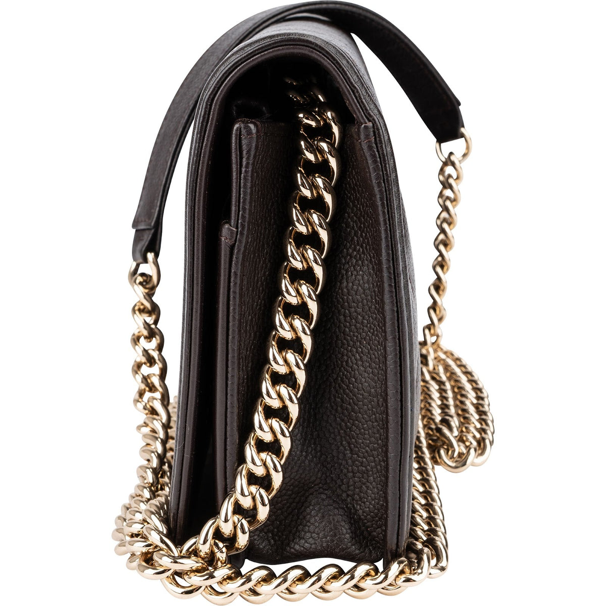 Bolso bandolera Chanel Boy Wallet On Chain en piel de caviar acolchada