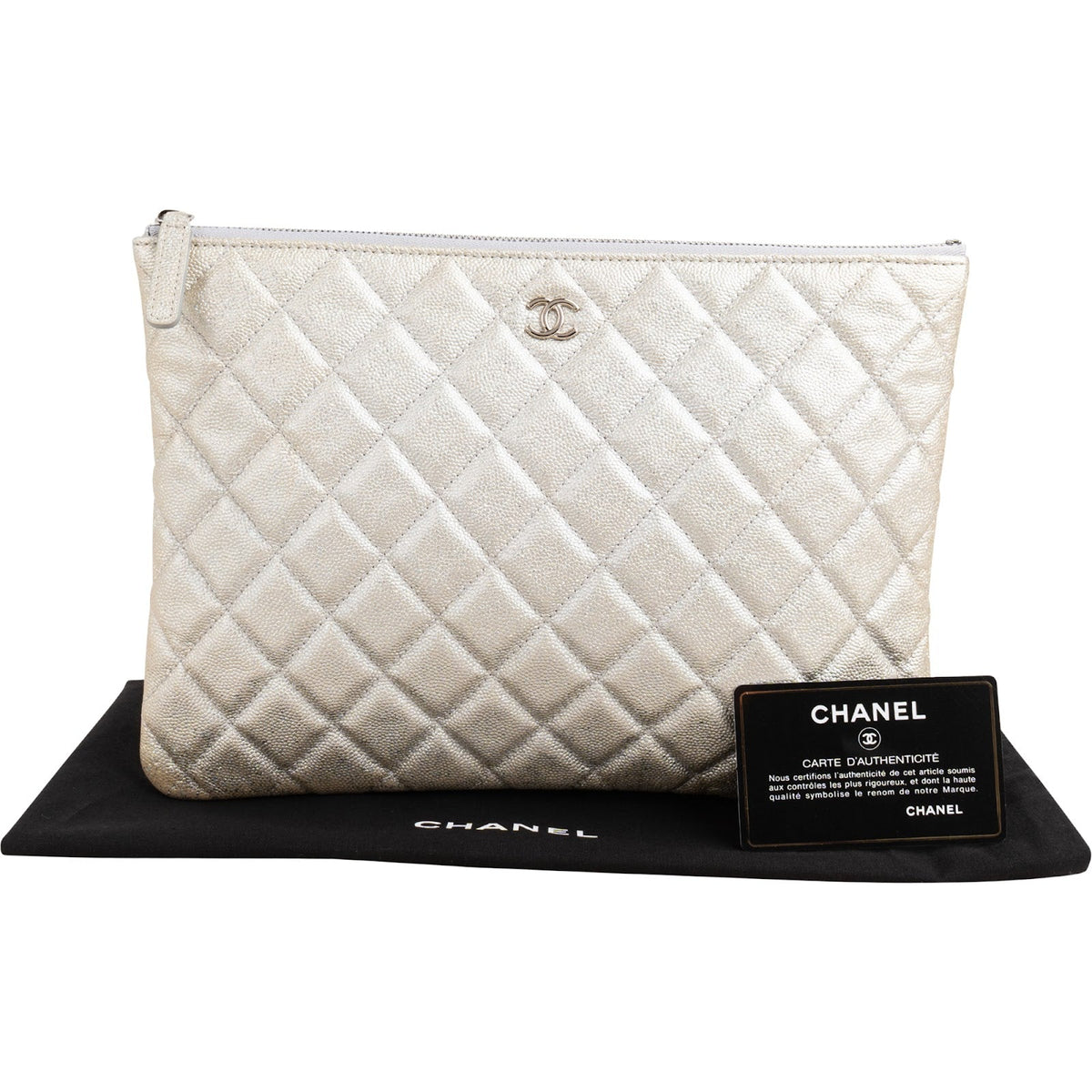 Chanel Metallic Glittered Caviar Leder CC Clutch, Bild 2 von 8